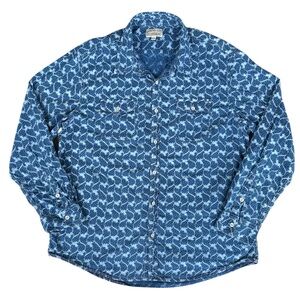 Overland Men’s Indigo Paradise Cove L/S Button Down Shirt Casual Size XXL EUC